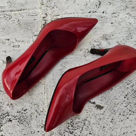 Louis Vuitton Women Pumps Heel Shoes Red Patent Leather Size 36 Made in Italy - Picture 3 of 12